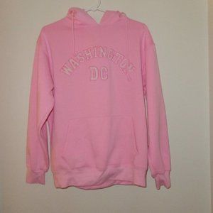 Women Pink & White Washington D.C. Hooded Sweatshirt with ties & front pocket